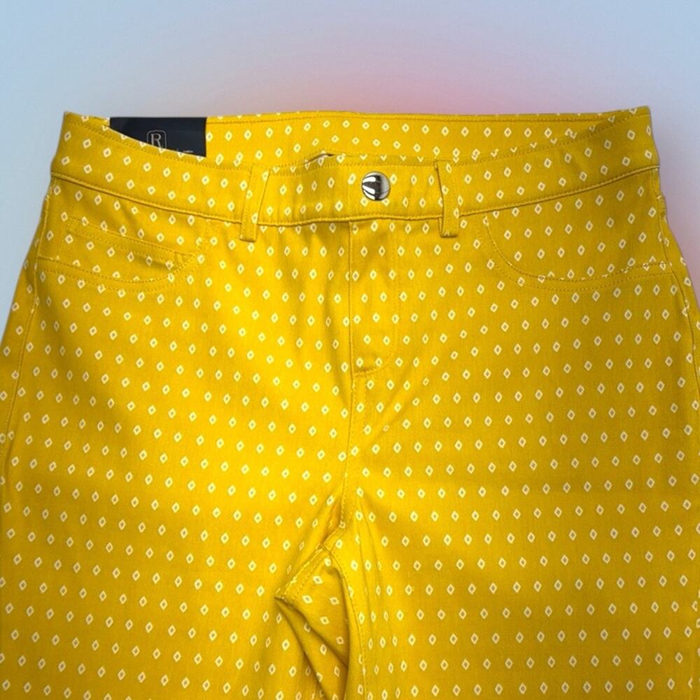 RAFAELLA Women’s 8 Bright Yellow Patterned Pull On Pants